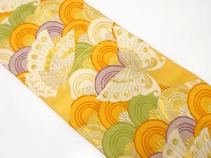 アンティーク 青海波に蝶模様織り出し袋帯(着用可)